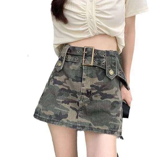 Hot Girl High-waisted Retro Camouflage Denim Summer Design Niche Butt Skirt Z260314