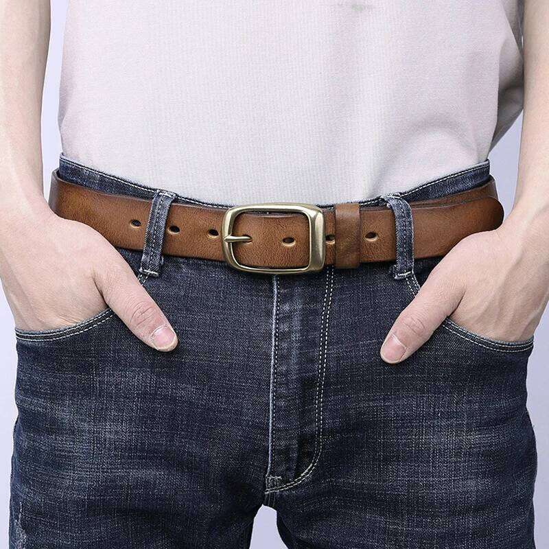 3.3CM Fashion High Quality Genuine Leather Belt Luxury Belts Men New Copper Buckle Strap Male Jeans For Man Cowboy Z260226