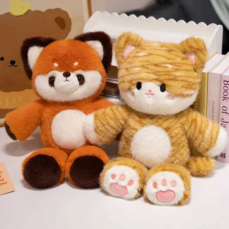 Running Raccoon Cat Plush Toys Cozy Fluffy Cartoon Red Panda Kitten Doll Warm Hugging Animal Doll Cuddly Children Birthday Gift Y260314