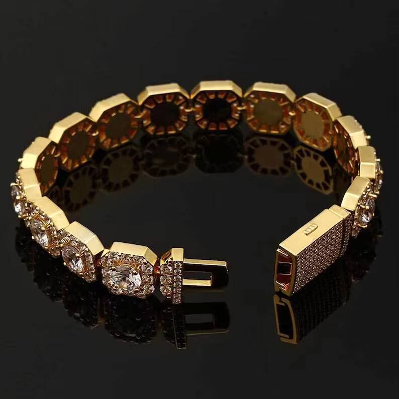 Popular Iced Out Jewelry Handmade Setting 10mm Moissanite Diamond Candy Bracelet S925 Moissanite Hip Hop Bracelet Jewelry