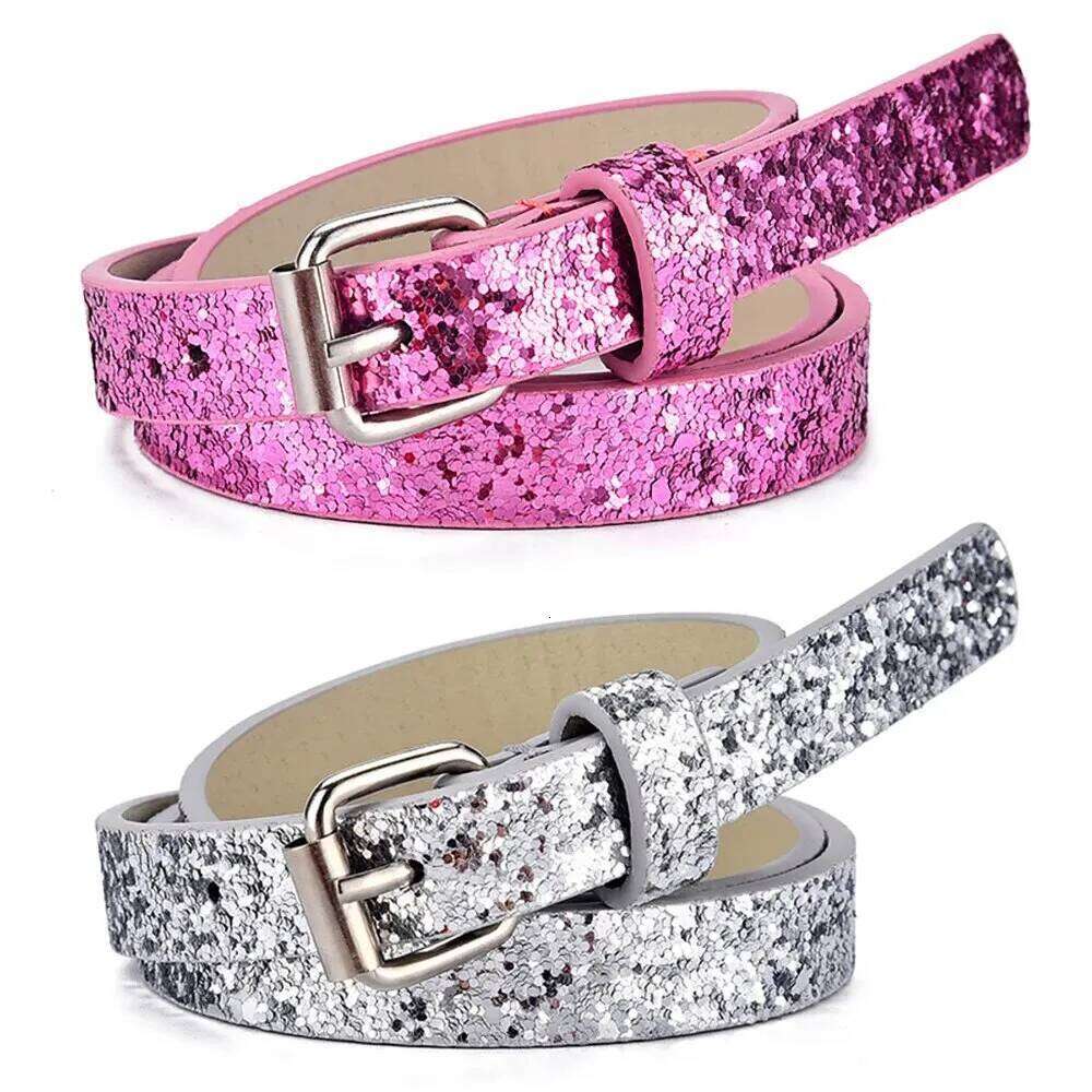 1pc New Children's Fashion Glitter Thin Casual Trend Youth Primary School Boys and Girls' Belts Jeans Short Belt Z260226