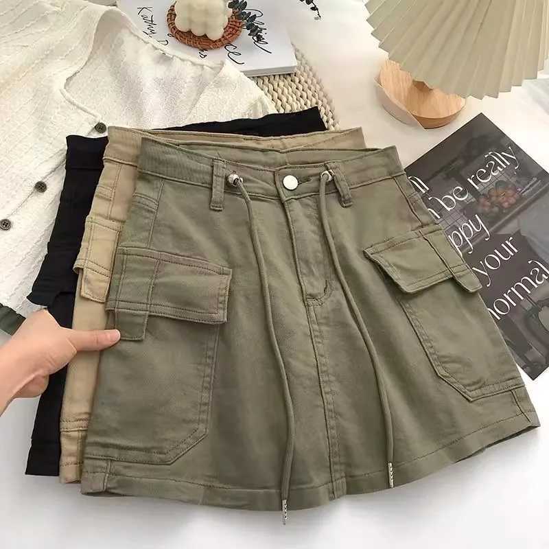 Retro High Waist Denim Mini Skirt with Drawstrings on Both Sides for Women Autumn 2025 Versatile And Stylish Design Sensation M260314