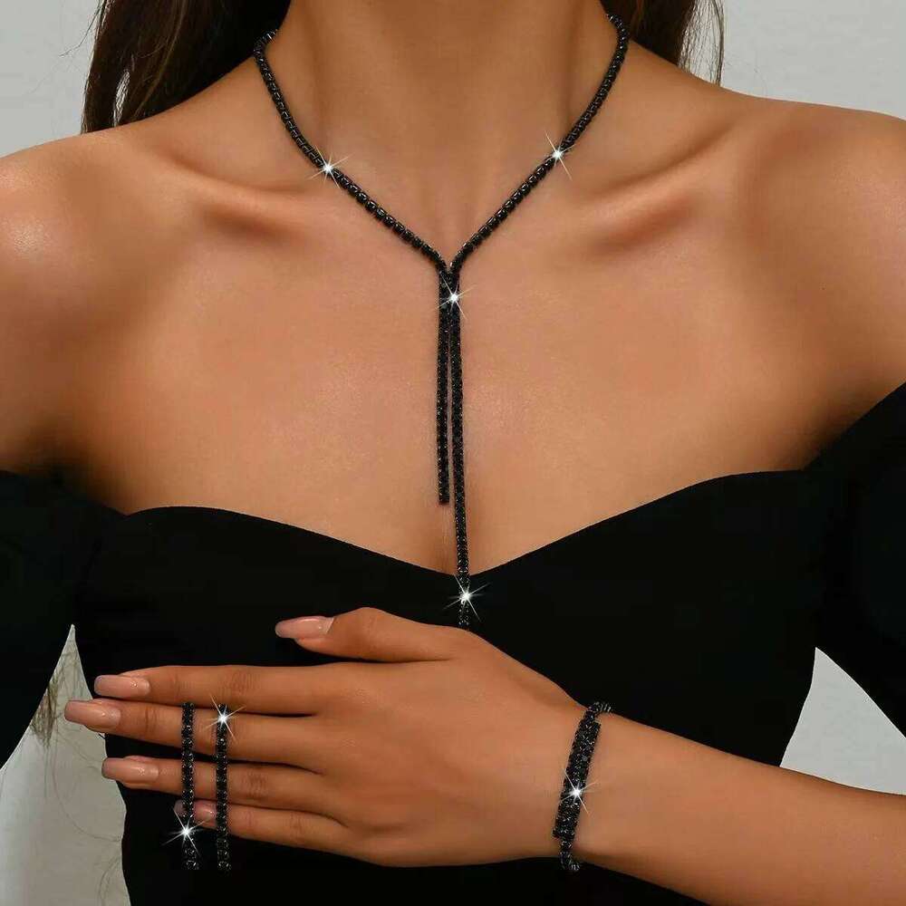 4PC Women's Fashion Geometric Necklace Earrings Bracelet Jewelry Set Suitable for Wedding, Party, Festival Gifts-8604 Z260313