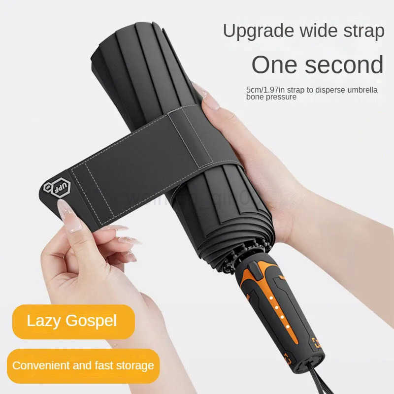 Mechanical handle umbrella widened strap umbrella automatic umbrella large sturdy wind resistant mens minimalist umbrella H260314