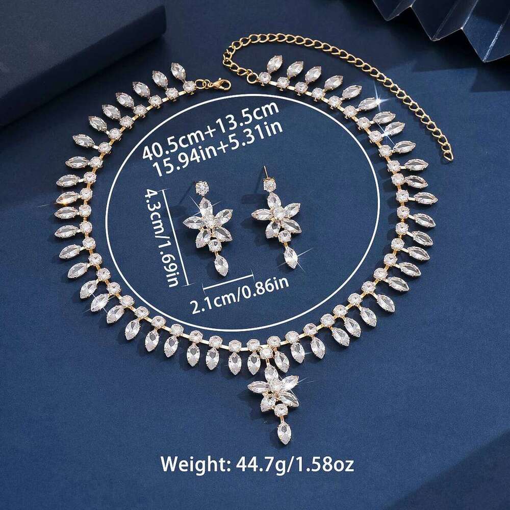 3PC Women's Fashion Zircon Series Flower Necklace Earrings Jewelry Set Suitable for Wedding, Party, Festival Gifts-8565 Z260313