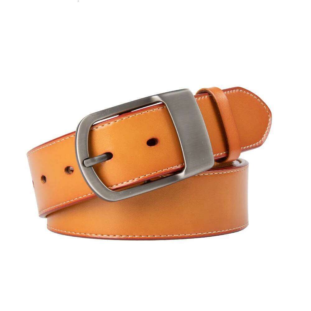 Advanced simple cowhide Japanese retro versatile genuine leather men's belt pin buckle Z260226