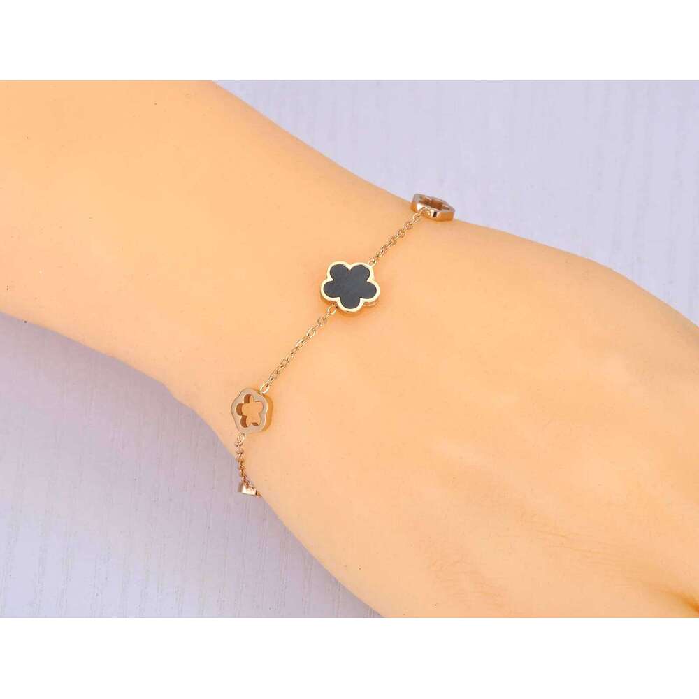 Trendy Stainless Steel White Black Green Shell Flower Charm Bracelets For Women Girl Chain & Link Bracelet Jewelry Z260313