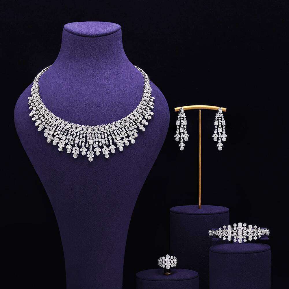 Luxury Dubai Nigeria Wedding Sets Zirconia 4pcs Full Bridal Jewelry For Women Party Accessories Gift Z260313