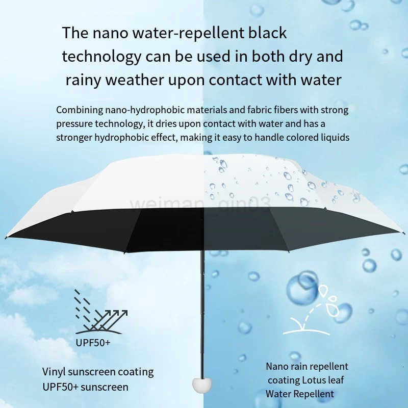 Pocket Rain Umbrella Mini Sun Umbrella Solid Color Folding UV Ultraviolet Protection Sunny Pocket Parasol Compact And Portable H260314