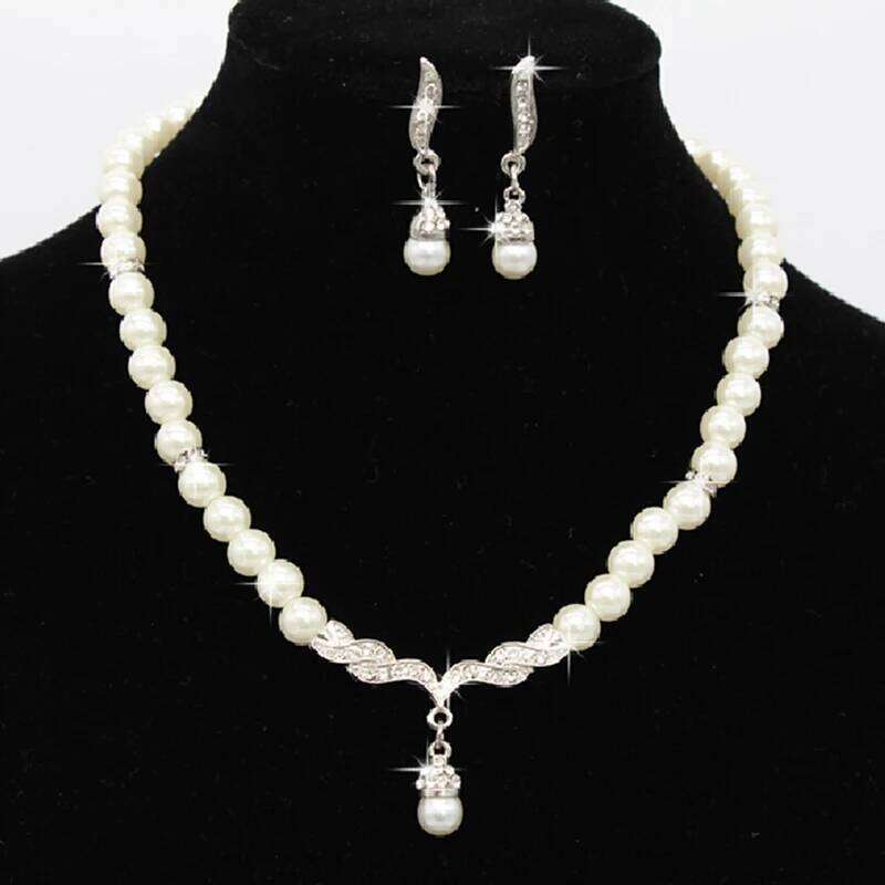 3pcs/set Women Bridal Elegant Wedding Party Pearl Rhinestone Necklace Earrings Jewelry Set New Fashion Z260313