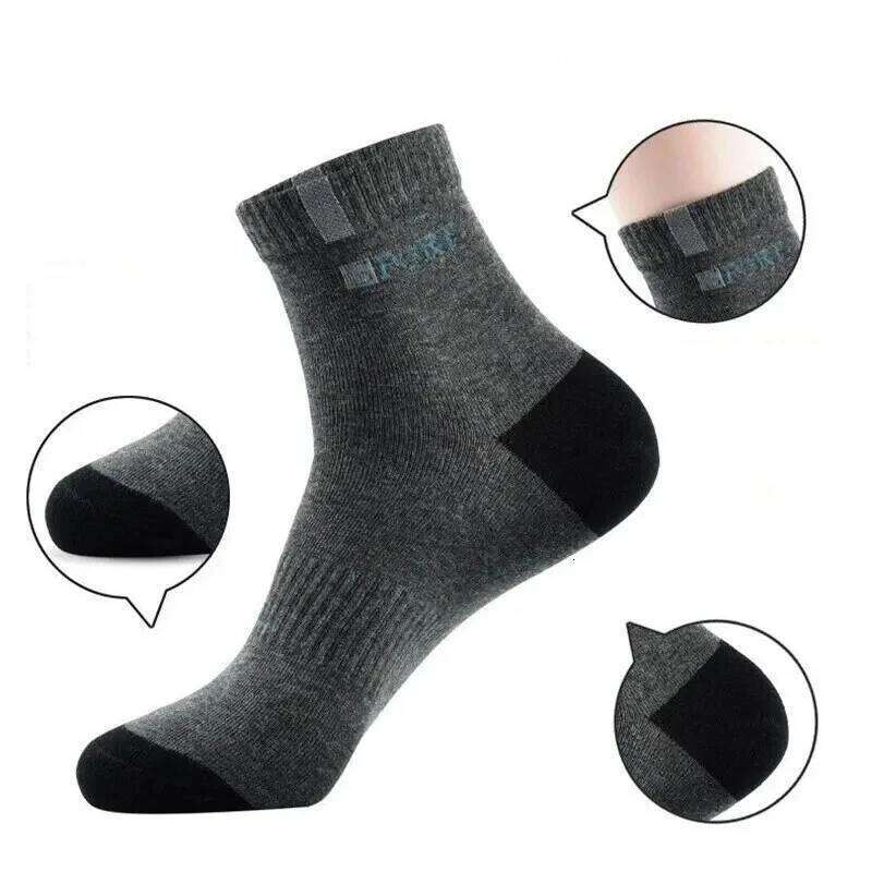 5 Pairs Breathable Bamboo Fiber Light Business Absorb Sweat Deodorant Men Tube Ankle Nonslip Socks For Spring Summer And Autumn Z260314