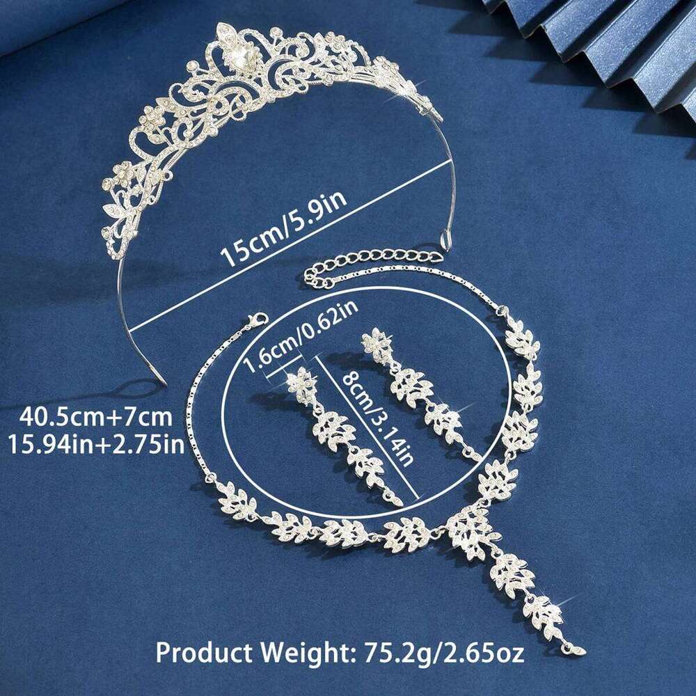 Ladies' fashionable design, leaf necklace, earrings, crown jewelry set, wedding party, holiday gift Z260313