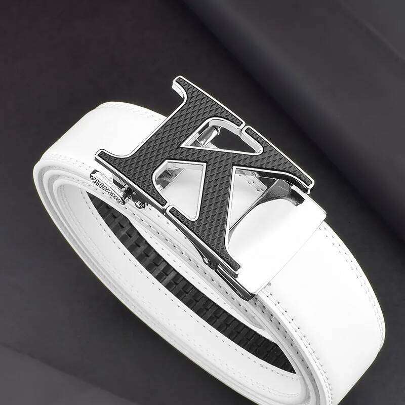 Casual K letter Automatic Buckle Belts High Quality Men Luxury Brand Waistband Genuine Leather Ceinture Homme Z260226