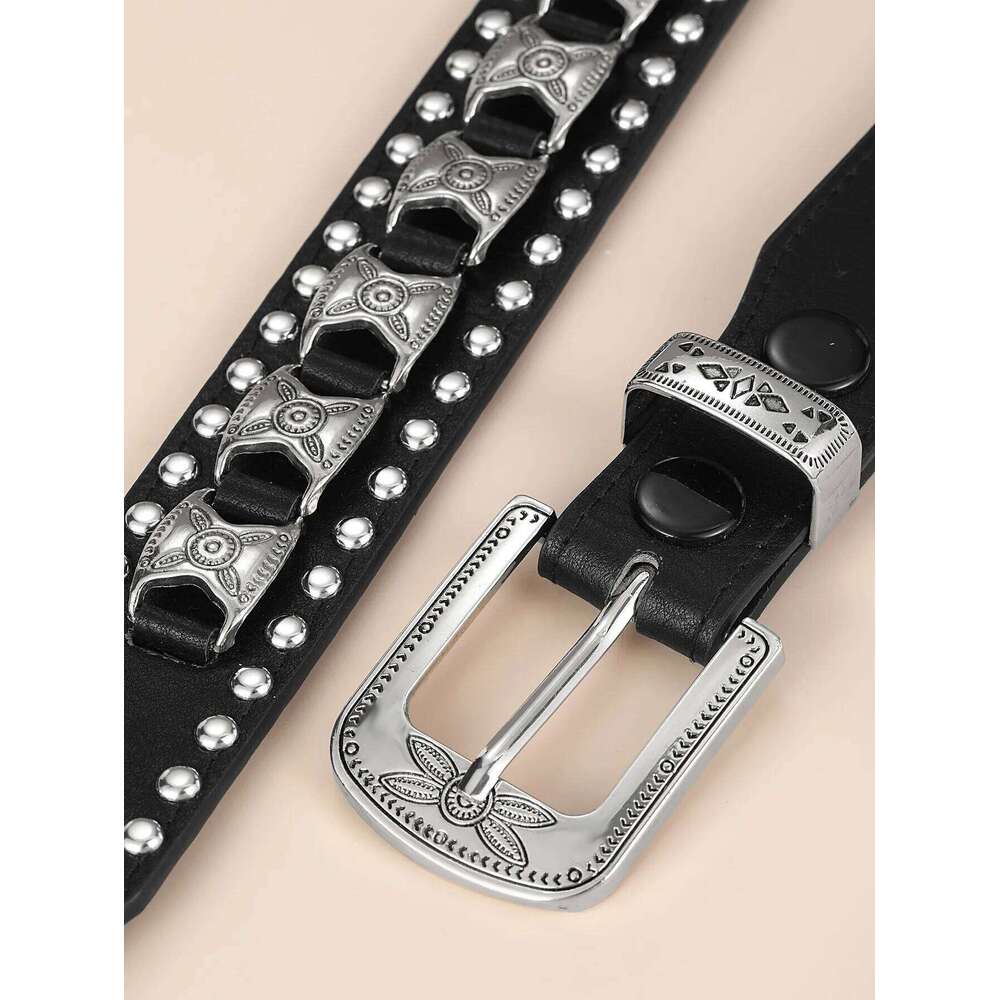 Maikun New Men's European And American Punk Fashion Women's Rivet Wide Waist Cross Border Jeans Belt Unisex Z260226