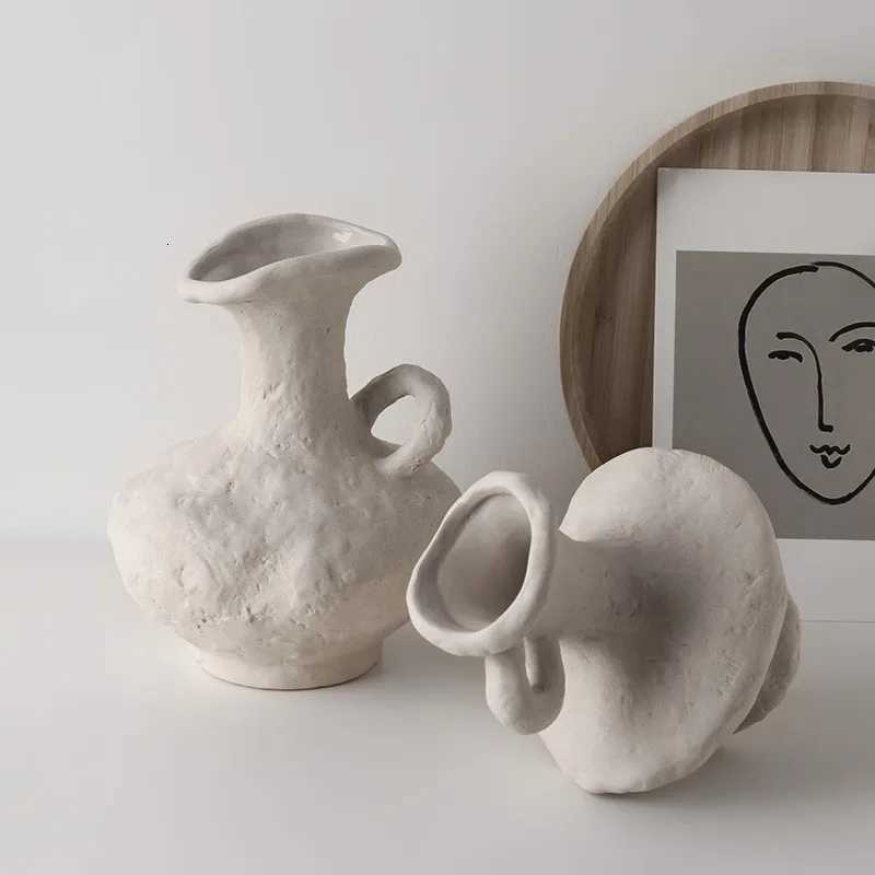 Hydroponics Nordic Style Simple Flower Pot Ceramic White Vases Table Accessories Bathroom Aesthetic Room Decoration Y260314