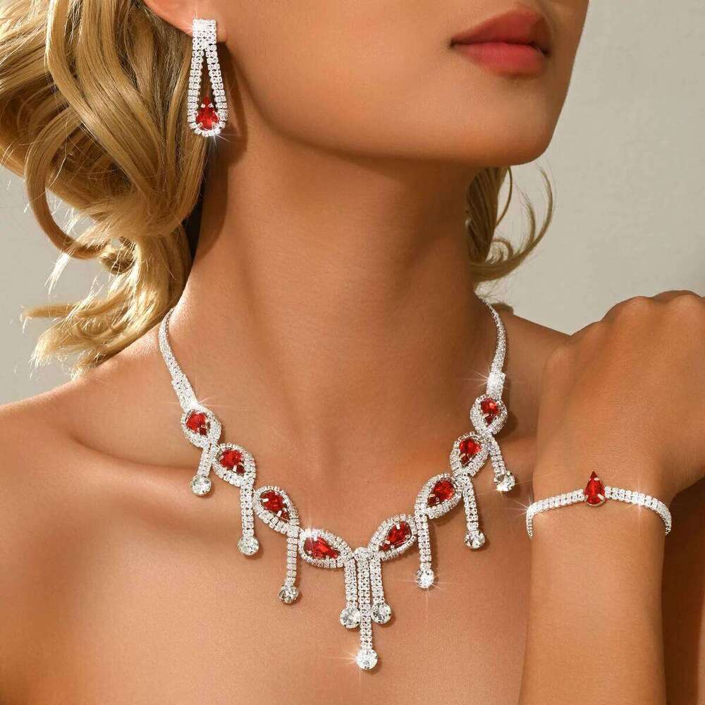 Simple and elegant design, high-end necklace, earring, bracelet, three piece set, noble, beautiful, versatile accessory Z260313