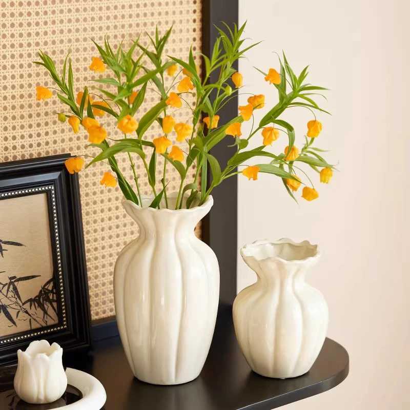 Ceramic Flower Vase Table Center Decoration Aesthetic Vase Hydroponic Plant Vases Desktop Ornament Home Decoration Y260314