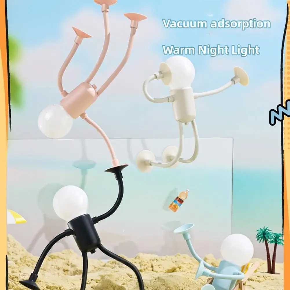 Versatile Small Humanoid Night Lights Changeable Shape Creative Fun Sportsman Table Lamps Button Battery Desk Lamps Ornament Y260314
