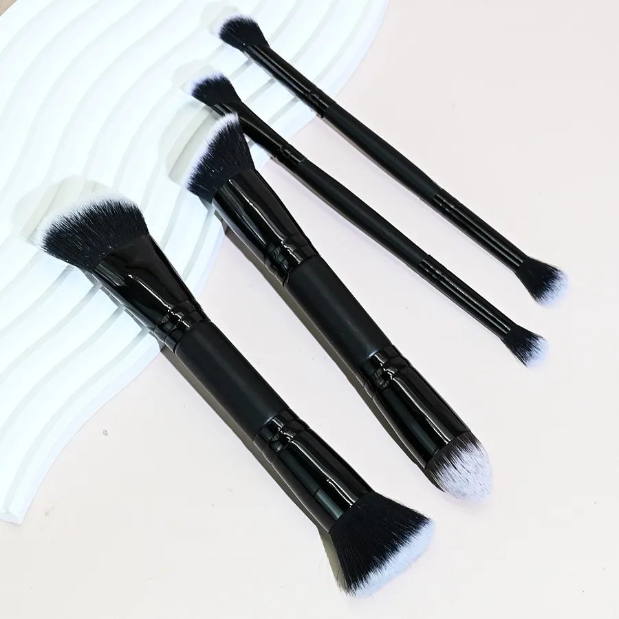 Professional Grade Duo-Faced Eyeshadow/Blush Brush Expertly Crafted from Silky Synthetic Fibers