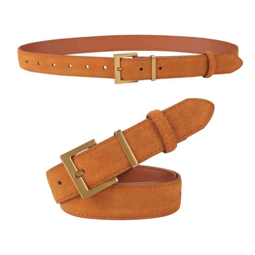 Women Luxury Design Suede Leather Casual Versatile Frosted Cowhide Belt Trendy Pin Buckle Waistband Gifts Z260226