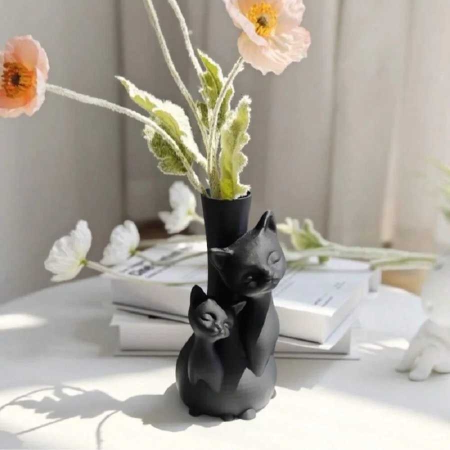 Creative Art Dry Flower Hydroponic Cat Vase Suitable for Indoor Living Room Study Office Outdoor Balcony Garden Mothers Day Y260314