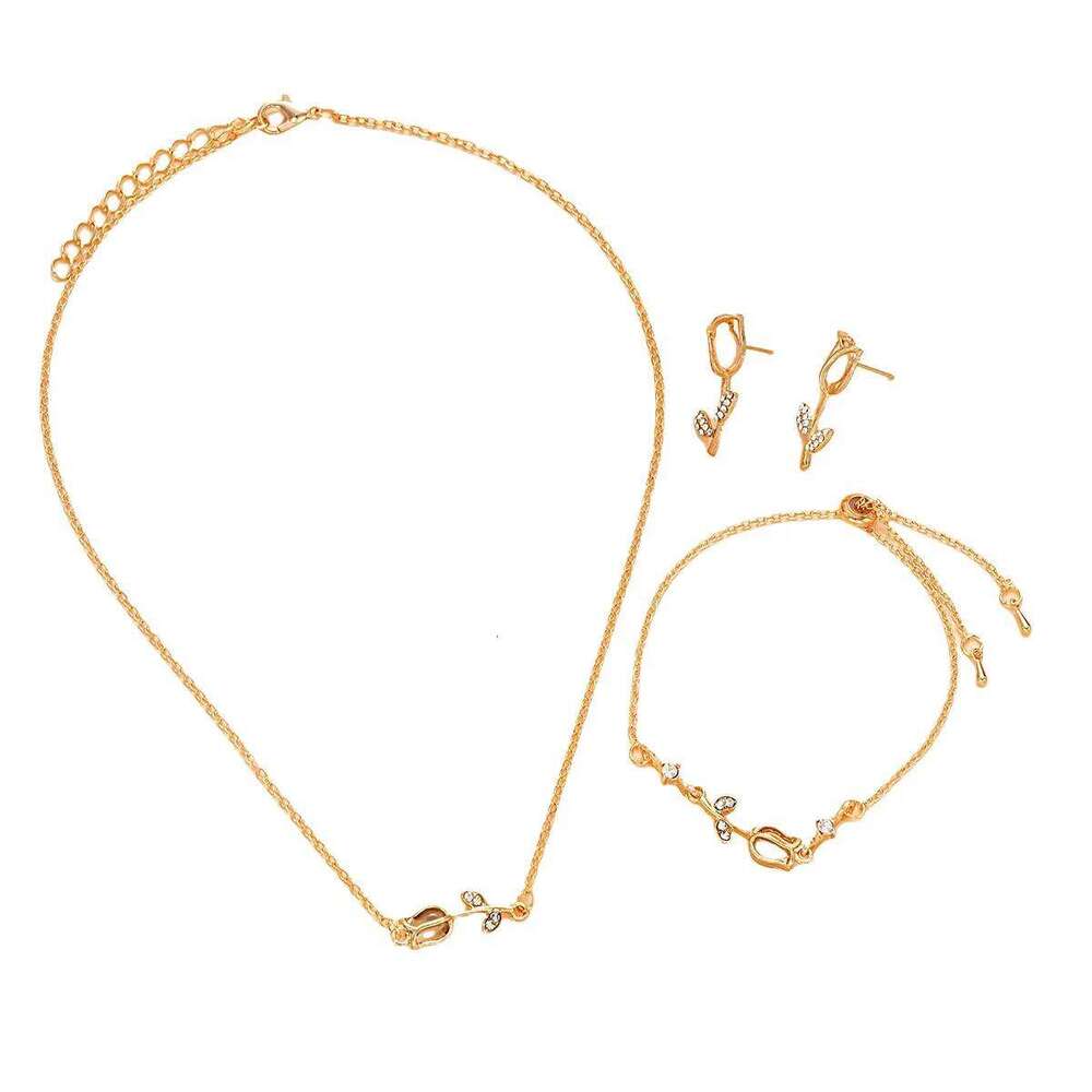 Korea New Fashion Tulip Flower Bracelet Necklace Earrings Niche Design Three-Piece Sets Trend Paty Jewerly Accessory Gifts Z260313