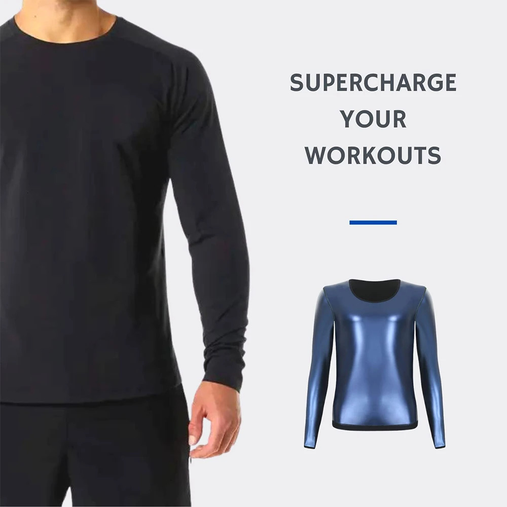 Sauna Shirt for Men Sweat Suit Compression Long Sleeve Top Weight Loss Body Shaper Shirts for Workout Sports 260310