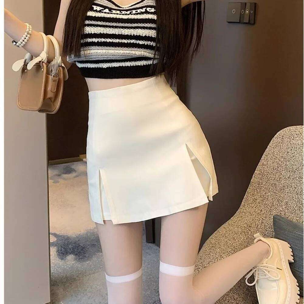 Solid Color High Waisted XS/S/M/L/XL Design Slit Anti Slip Wrap Around Polyester Plus Size Skirt Summer Season Z260314