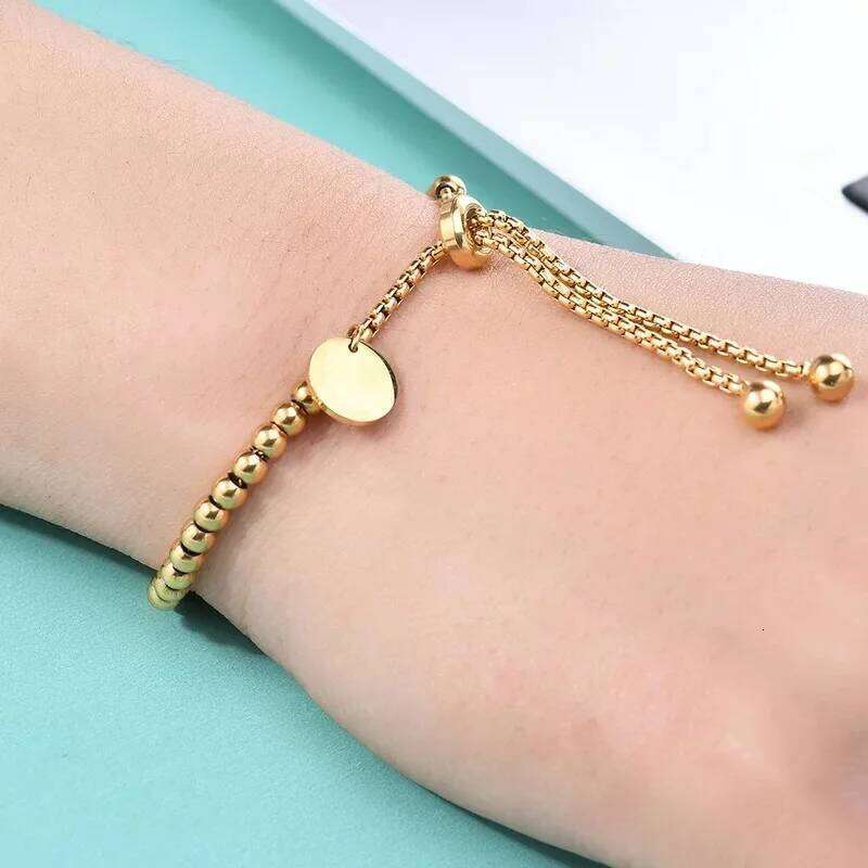 ZAKOL Stainless Steel Golden Bead Bracelet for Women Fashion Adjustable Chain Bracelets Daily Party Jewelry Z260313