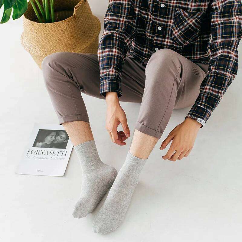 6 Pairs Women Cotton Socks Pure Color High Quality Soft Breathable White Black Business Summer Casual Men socks Large Size Z260314
