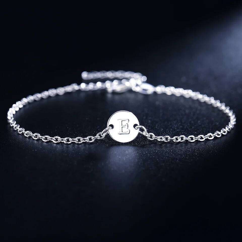 New trend 925 sterling Silver 26 letter cards Chain Bracelets for Women Fashion wedding Party fine Jewelry Christmas Gifts Z260313