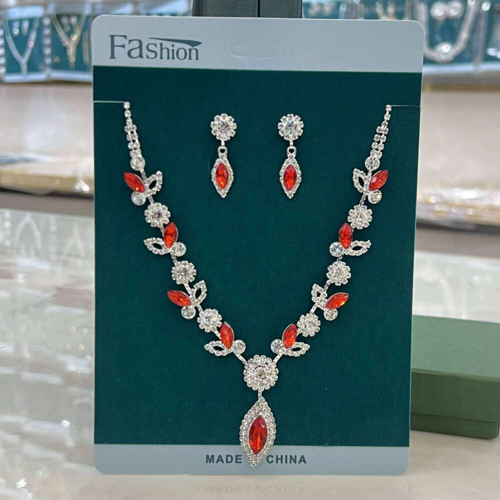 4PC Women's Fashion Waterdrop Leaf Necklace Earrings Bracelet Jewelry Set Suitable for Wedding, Party, Festival Gifts Z260313