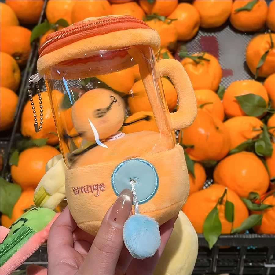 Fun Drawstring Rotating Plush Toys Keyring Fruit Juicer Watermelon Keychain Play House Interactive Toy Kids Baby Birthday Gift Y260314