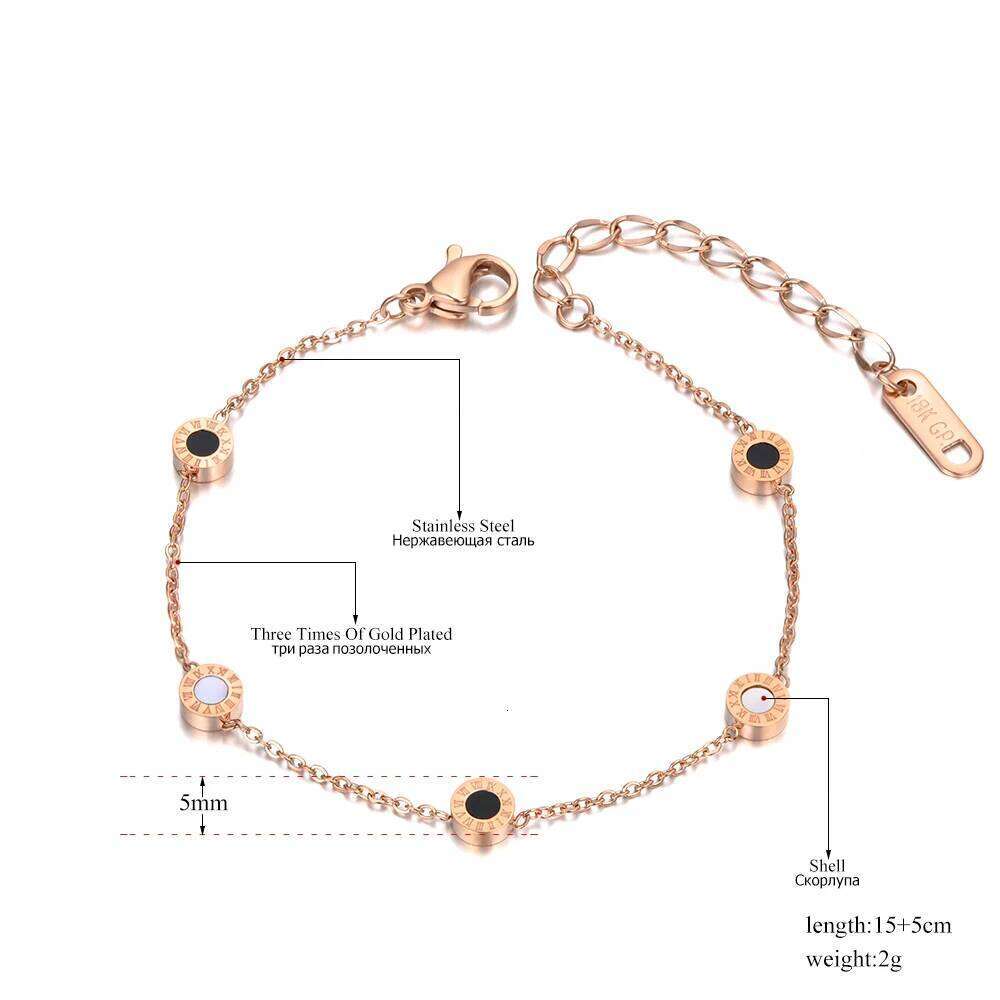 Lokaer Stainless Steel Bohemia Shell & Acrylic Chain Link Bracelets For Women Girls Trendy Roman Numerals Charm Bracelet B20027 Z260313