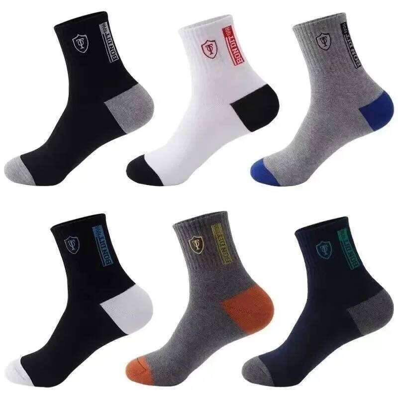 5/10Pairs Breathable Cotton Sports Stockings Bamboo Fiber Autumn and Winter Men Socks Sweat Absorption Deodorant BusinessSox Z260314