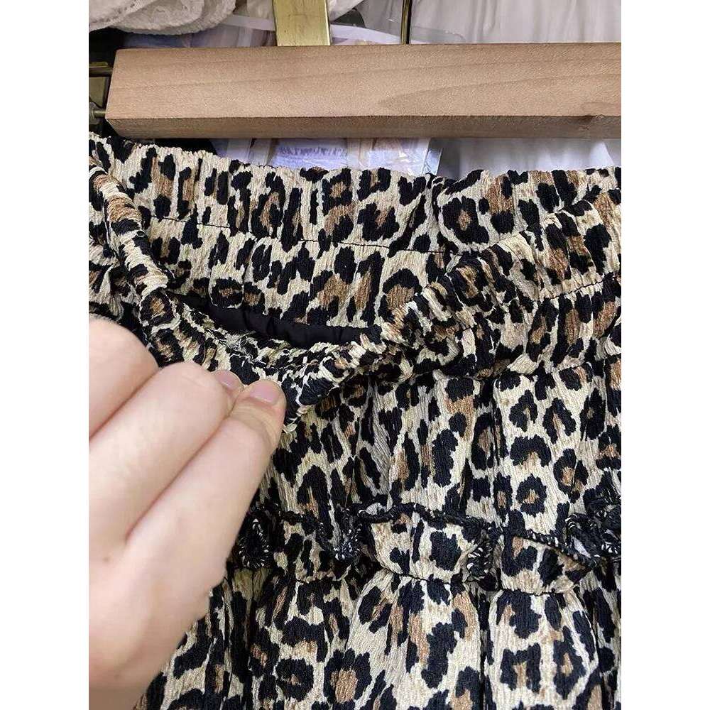 Chiffon Leopard Mini Skirts Women Y2k Retro Summer Elastic Waist Stylish Streetwear Korean Style Temperament Cake Faldas Tender Z260314