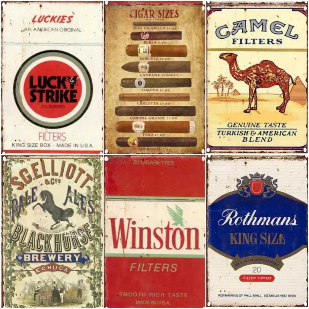 Tobacco Poster Tin Sign Cigarette Metal Classic Poster Wall Decoration Vintage Bar Home Cofe Man Cave Smoke Shop Gift 20x30cm D260314