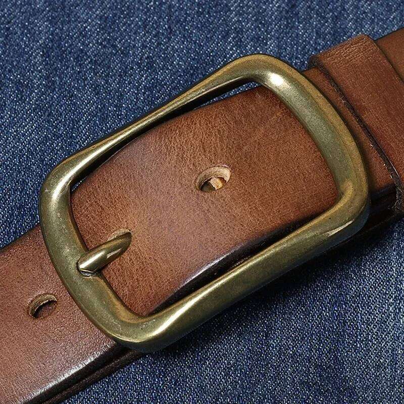 3.8CM Top Cow High Quality Genuine Leather Men's Fashion Copper Buckle Luxury Brand Jeans Belts for Men Business Male Belt Z260226