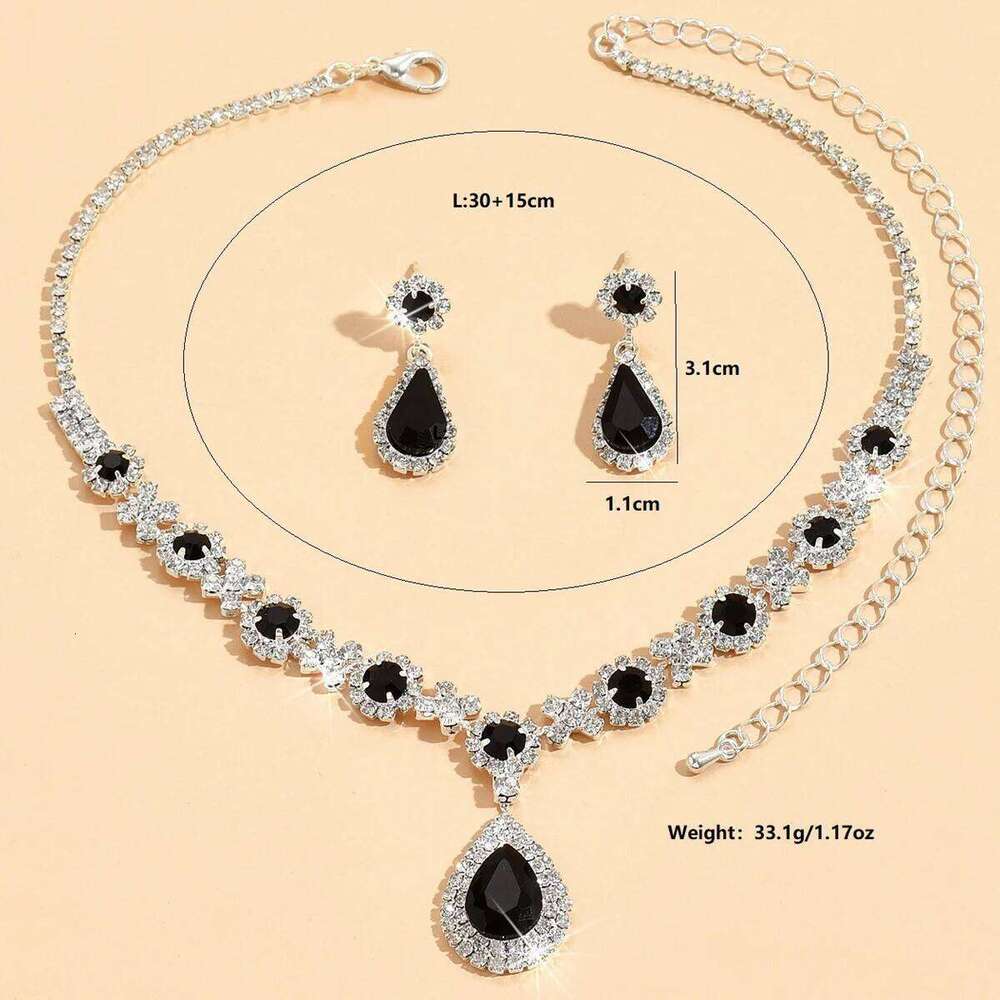 3PC Women's Trendy Copper Claw Chain Series Water Drop Gem Necklace Earrings Jewelry Set Wedding Banquet Party Holiday Gift Z260313