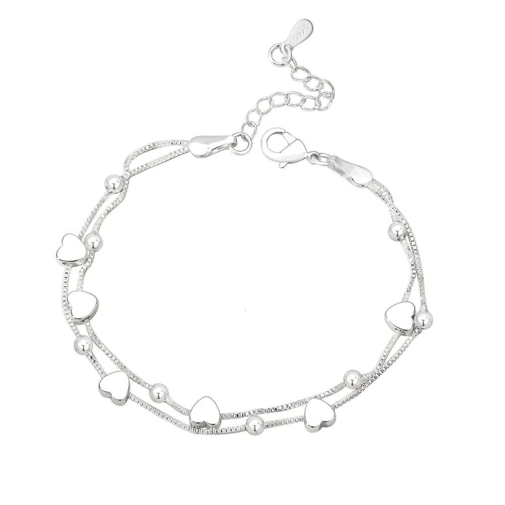 Sterling Silver Heart Ball Chain Hand Bracelets Woman Couple Wedding Jewelry Accessories Jewellery Argent 925 Z260313