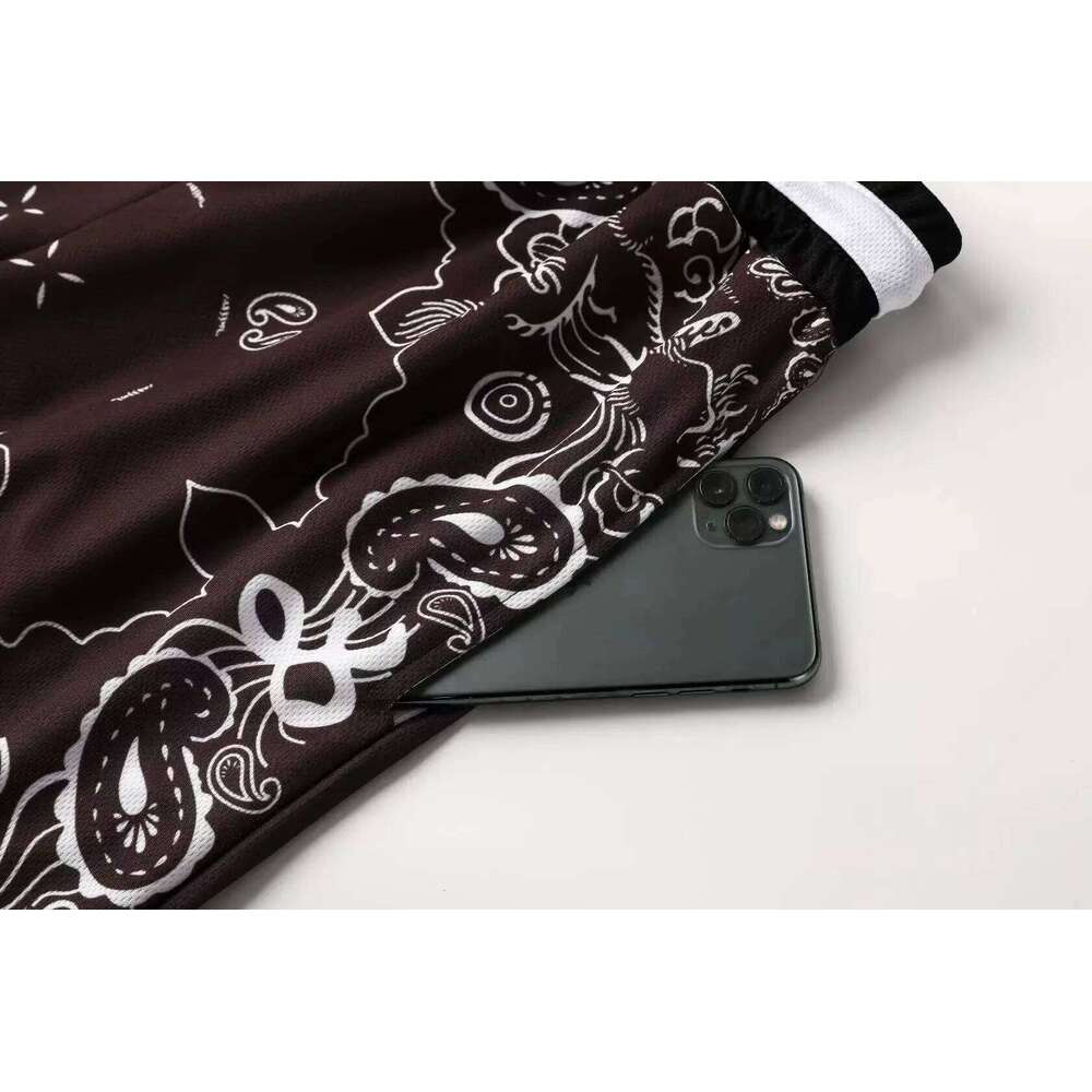 Summer Fashion Brand Basketball Pants Quick Drying Breathable Fitness Casual Sports Shorts Cashew Flower Print Z260314