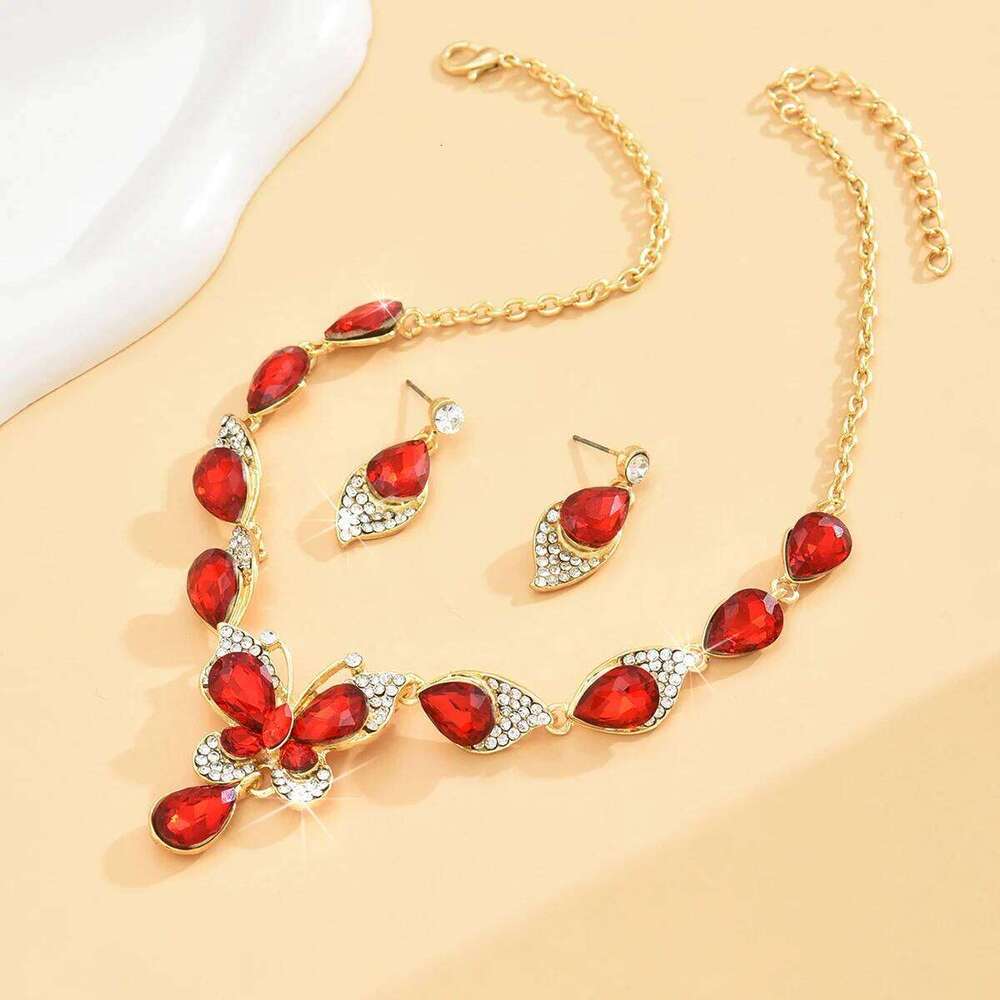 Ladies' Design Butterfly Necklace Earrings Jewelry Set Suitable for Wedding, Party, Festival Gifts Z260313