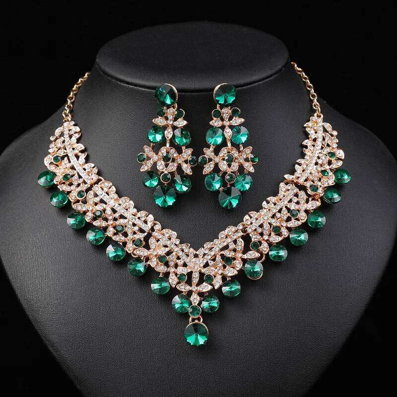 Rhinestone Bride Sets for Women Luxury Flower Choker Earrings Wedding Dress Bridal Necklace Set Fashion Jewelry Z260313