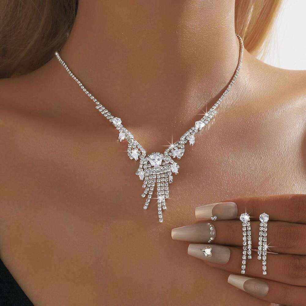 3PC Women's Fashion Design Tassel Necklace Earrings Jewelry Set Suitable for Wedding, Party, Festival Gifts Z260313