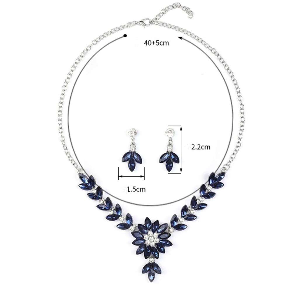 3pcs fashionable women's jewelry set with crystal contrasting flower necklace earrings and evening dress accessories Z260313