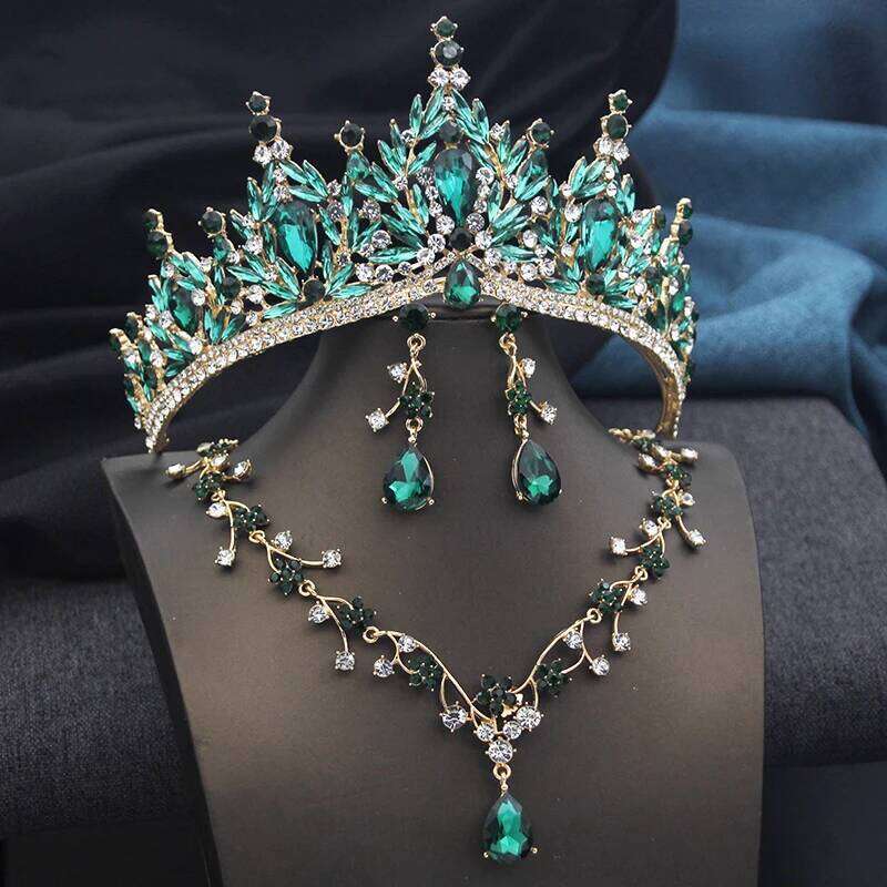 Princess 3 Pcs Set Tiaras and necklace earrings for Bridal Jewelry Sets Brides Wedding Crown Prom Birthday Costume Accessories Z260313