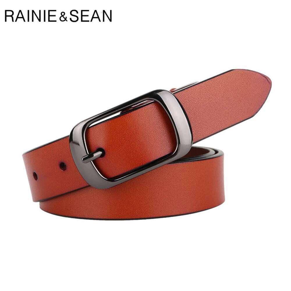 RAINIE SEAN White Cowskin Genuine Leather Women Belt High Quality Brand Buckle Ladies Belts for Jeans 110cm Z260226