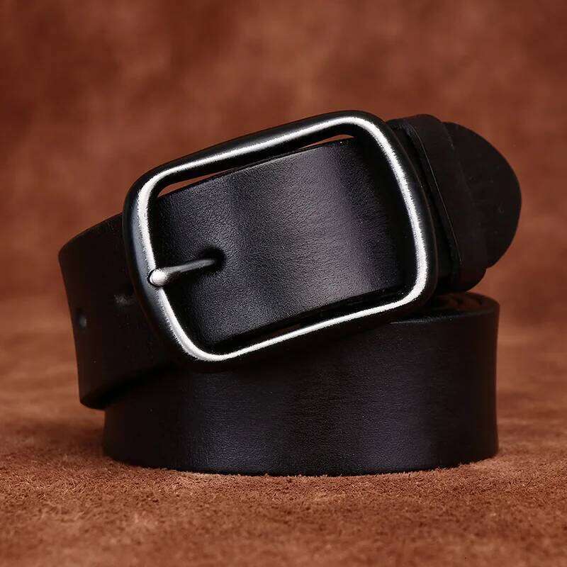 100% Pure Cowhide 3.8cm Wide Washed Retro Genuine Leather Belt For Men All-match Casual Jeans Pin Buckle Belts Luxury Waistband Z260226