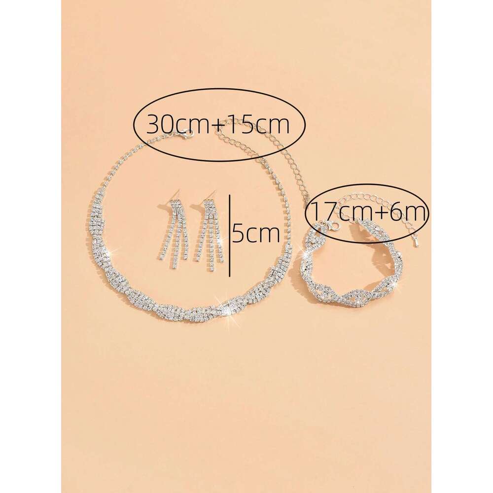 4-piece fashionable women's set with claw chains, rhinestones, necklaces, earrings, bracelets, gorgeous jewelry accessor Z260313