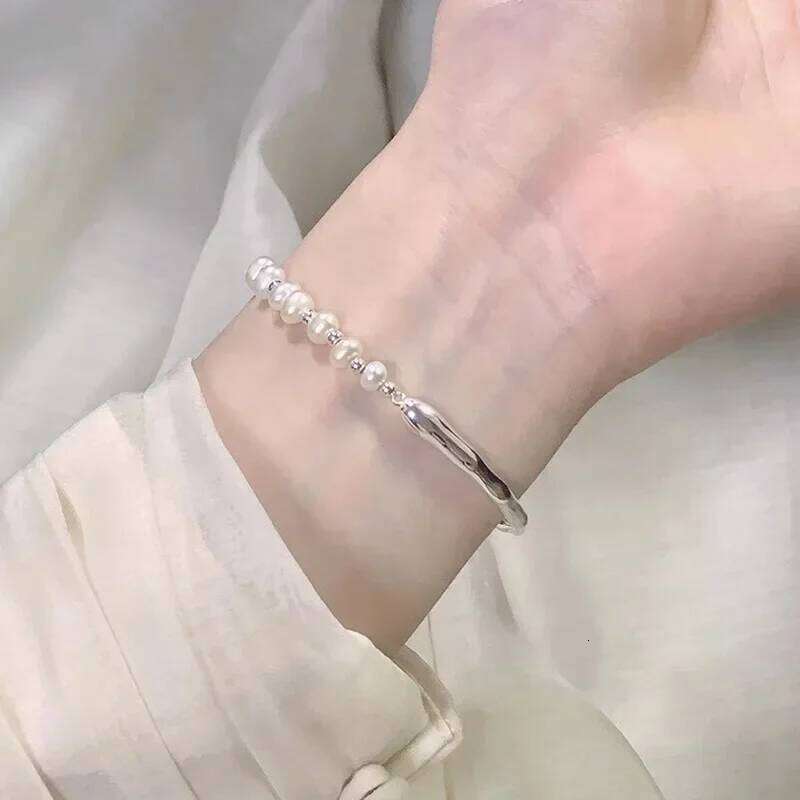 Luxury 925 Sterling Silver Knots Pearl Bracelet For Women Vintage Irregular Metal Charm Bracelets Fashion Party Jewelry Gifts Z260313
